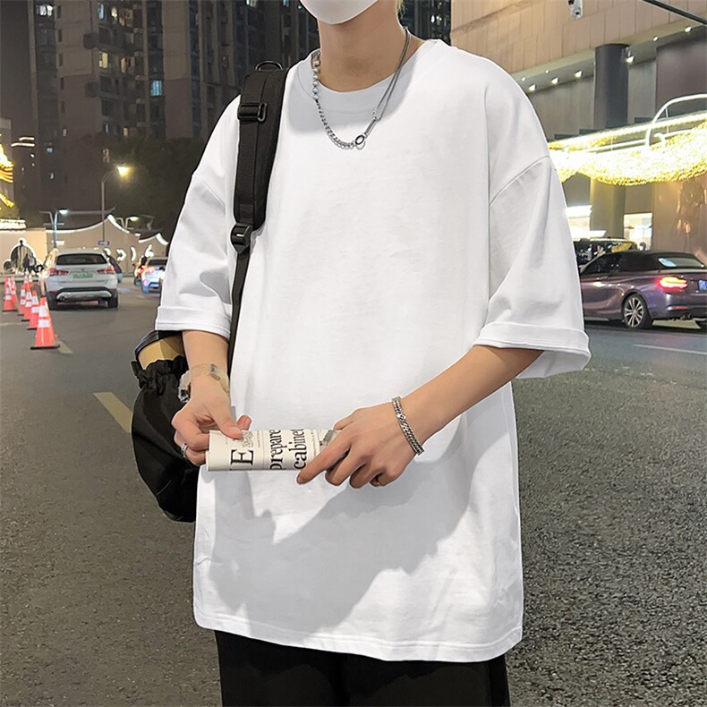港风冰感短袖T恤宽松百搭纯色光板圆领短袖TC3161-P13,男装T恤,星座717