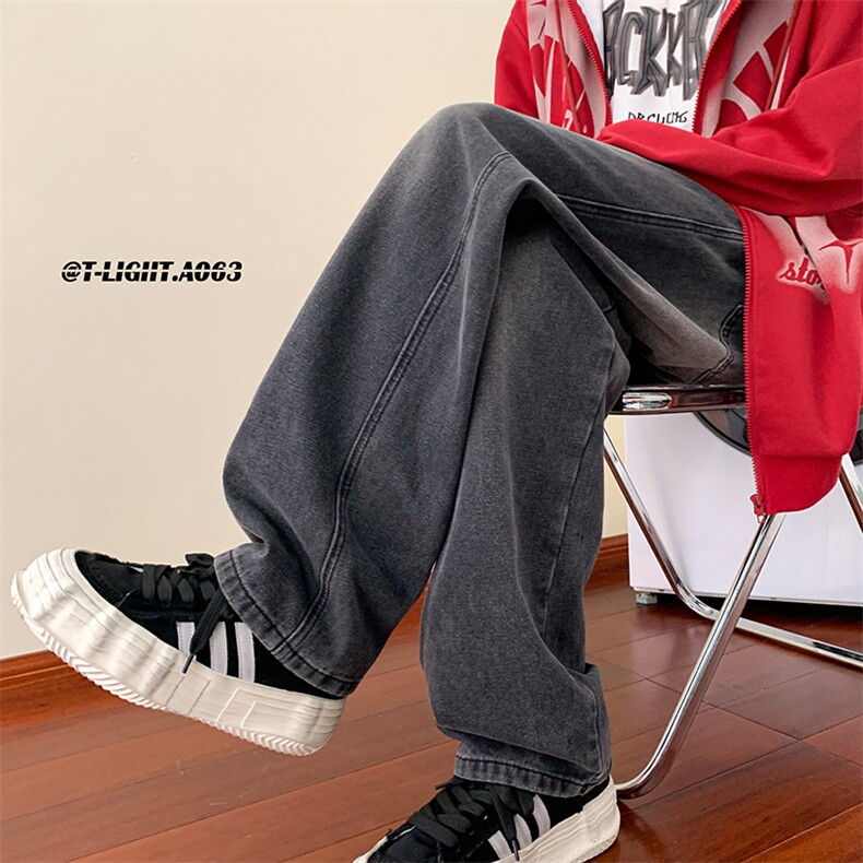 美式ins高街hiphop抽绳松紧腰重工业水洗牛仔裤货号K2330P45控68,男装牛仔裤,电商A063