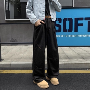 350g重磅复古辑明线解构大码显瘦仿牛仔裤男K24117-特P58控108图片