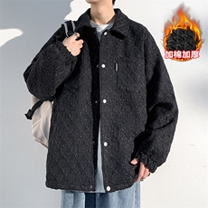 冬新复古小香风棉服男潮大码加棉加厚夹克保暖外套J595J加棉-P95，男装棉衣，电商A001