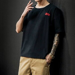 2021夏季新款日系风棉麻t恤男短袖五分袖夏季QT-6025T202-P25图片