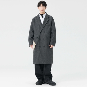 中长款毛呢大衣男加棉加厚外套高级感风衣JK0252-P98加棉110图片