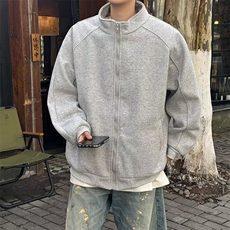 夹克男女韩版潮流宽松帅文艺浅灰色2026春季ins外套卫衣W6483-P73，男装夹克，星座412-2