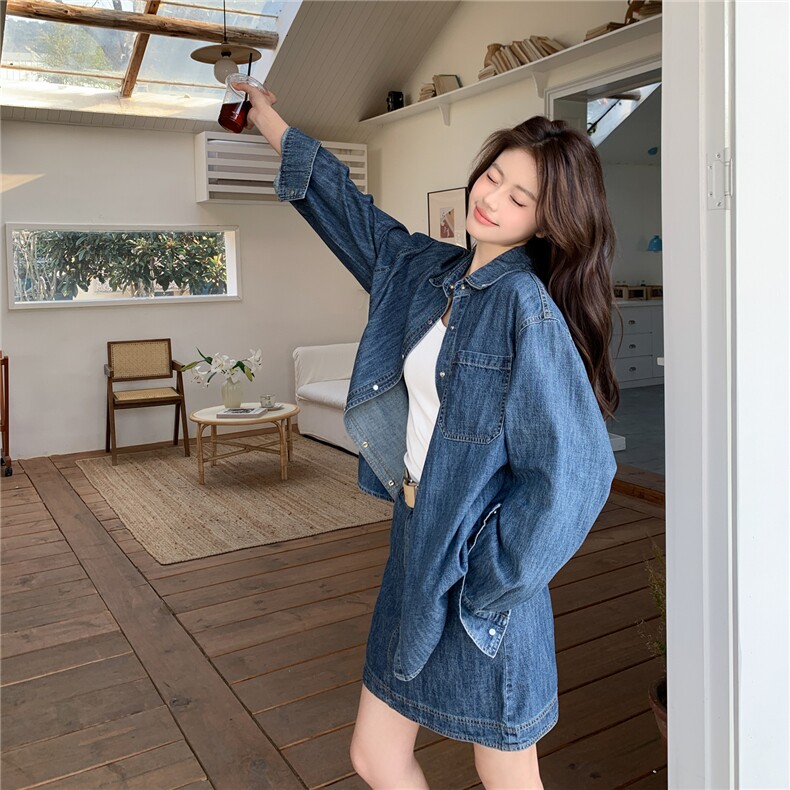 主推现货！2026春夏复古牛仔休闲套装-配腰带P185-K275,女装牛仔外套,网红馆