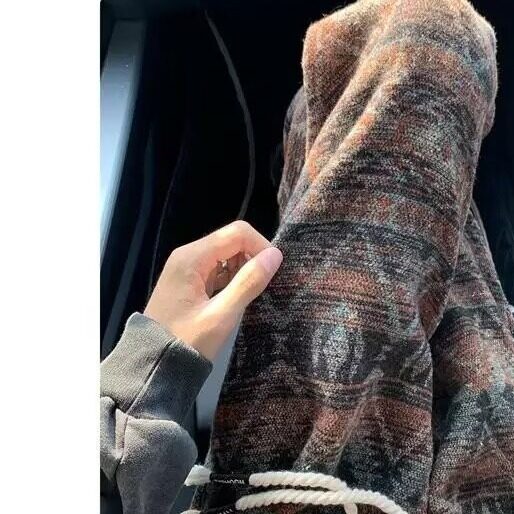潮提花针织休闲卫裤女2025秋民族风宽松显瘦拖地阔腿裤CAK9546,男装休闲裤,星座516A