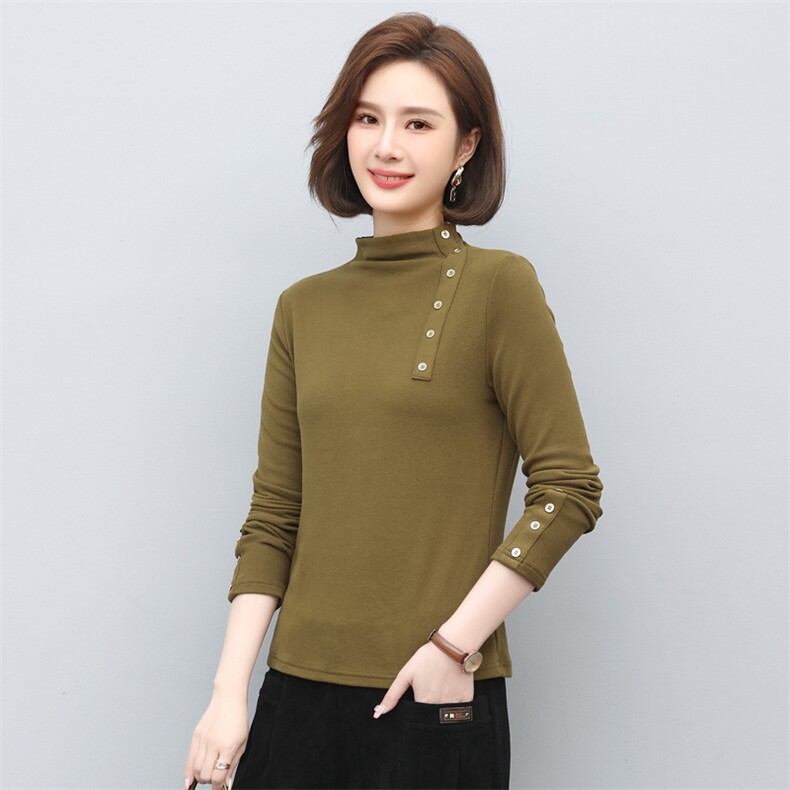 时尚半高领长袖打底衫女冬季新款加厚保暖针织衫修身显瘦上衣，女装针织衫/毛衣，涵誉
