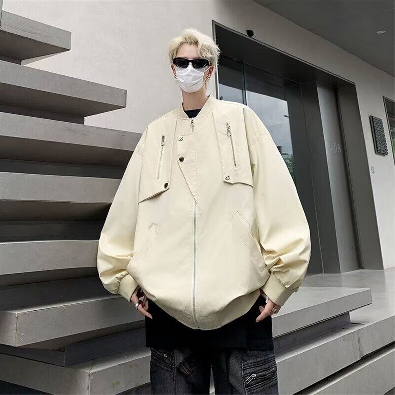 DJK909-P60美式复古高街工装多口袋飞行员棒球服外套男潮牌宽松夹,男装夹克,星座603-2