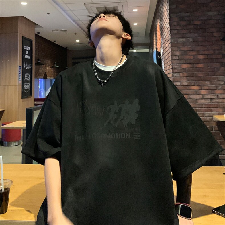 ！2025夏季新款男士烧花鹿皮绒短袖T恤半袖TL2409特P25控48图片