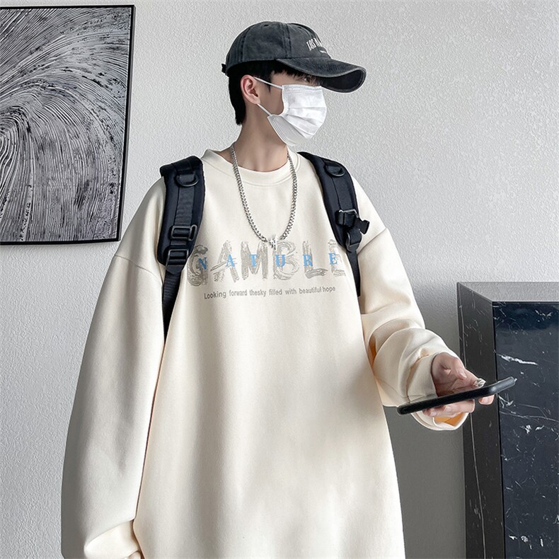 2023秋季新款学院风撞色涂鸦字母印花宽松圆领套头卫衣23127-P45，男装卫衣，星座914-3