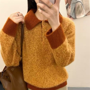 毛衣女冬季加厚外穿内搭套头圆领短款小个子时尚针织衫打底衫上衣图片