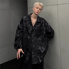2024小众个性纹理衬衫男女高级感痞帅气质款长袖衬衣CS86-P58，男装衬衫，电商C307