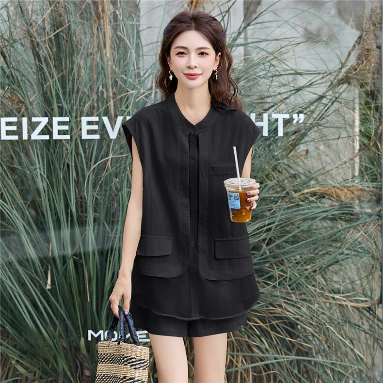 半月袖圆领西装短裤套装女2025新款夏季薄款小个子职业御姐高级感,女装套装/套裙,时尚俏佳人