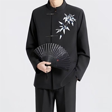 新中式牡丹蝴蝶刺绣中山装男装新郎结婚礼服西服大码西装外套套装，男装西服，星座410-6（原星座1304-1）