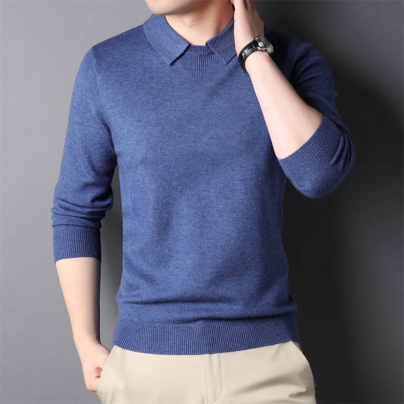 G6828男士2023年秋冬新款长袖翻领针织衫休闲打底衫P82，男装针织衫/毛衣，电商B360