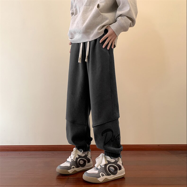 抖音品质大码男裤重磅双面奥粒绒加绒加厚束脚休闲裤M-5XL特P45,男装卫衣,电商B325