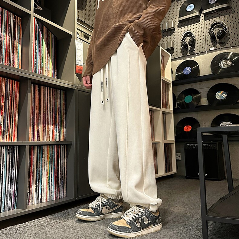 2023冬季新款外景大码加绒欧绵绒小脚卫裤M-5XHK23876-P60,男装休闲裤,电商A022