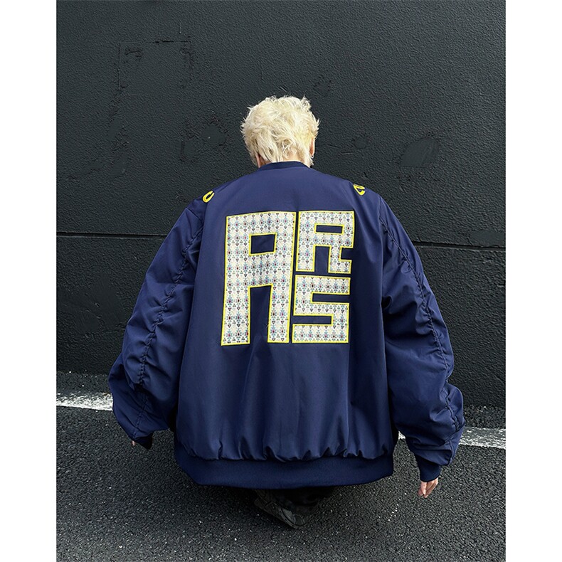 美式字母绣花棒球服棉夹克男女潮宽松情侣飞行棉服MY0891-P80,男装棉衣,星座308B-1