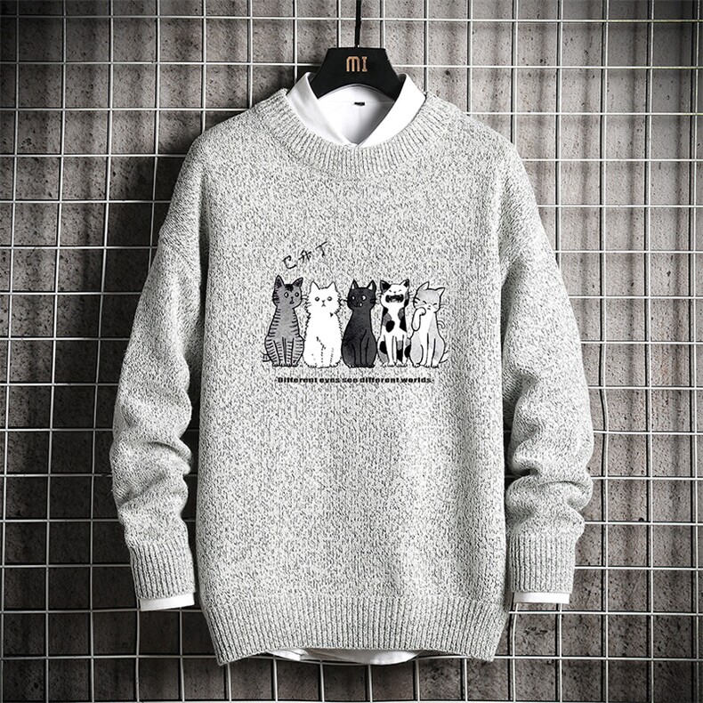 M19100-P45 加绒款-P65 加厚加绒毛衣男大码毛线衣男针织衫 网格图片