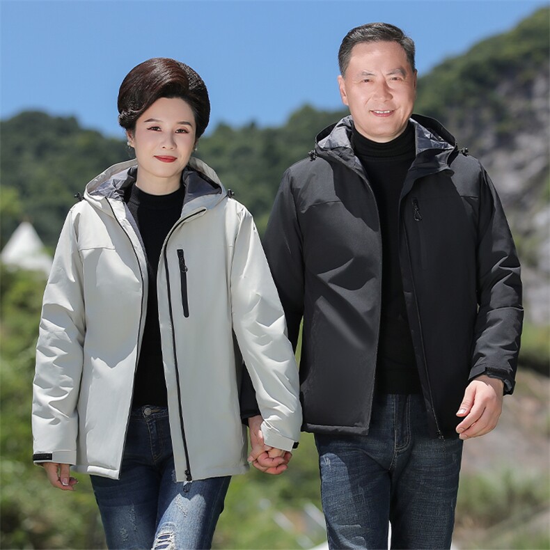 男女同款户外冲锋衣男女三合一外套可拆卸加绒保暖防风防水登山服,男装夹克,电商B212（原钱塘6029）