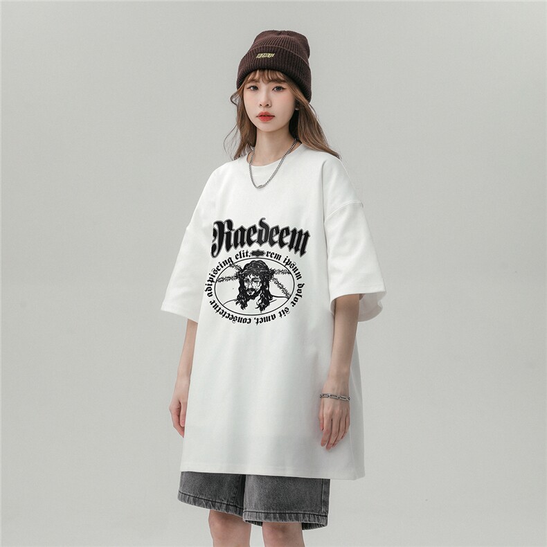 中性风23新款夏季时尚复古圆领印花百搭短袖T恤T1150P25控38,男装T恤,A247A