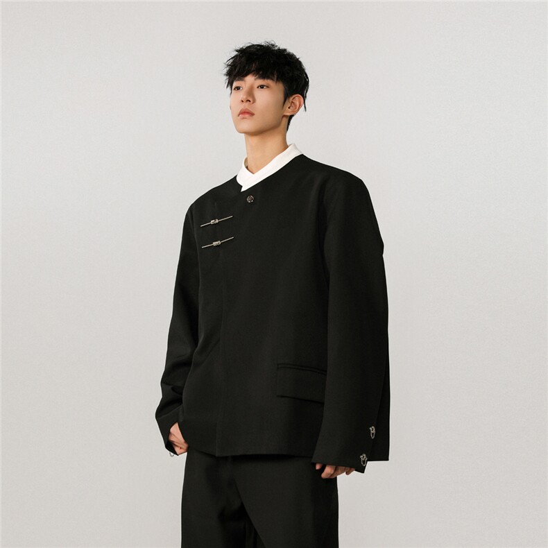 1新中式拼色大码M-5XL西服男:95%聚酯纤维5%氨纶XF77951特P65控98，男装西服，星座226-2