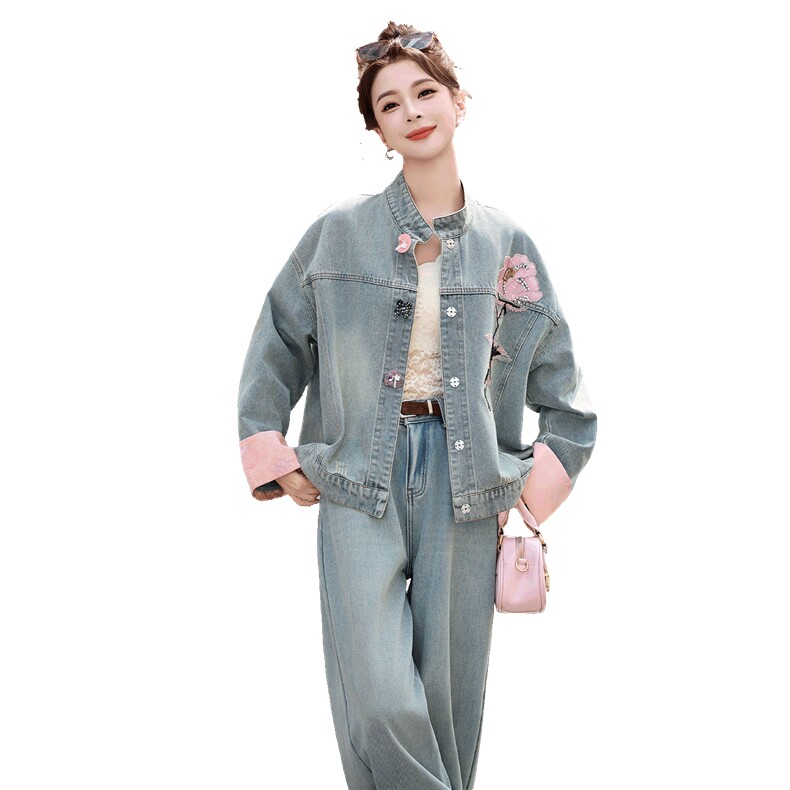 2026年春季新款女装时尚气质新中式牛仔套装,女装套装/套裙,关键词