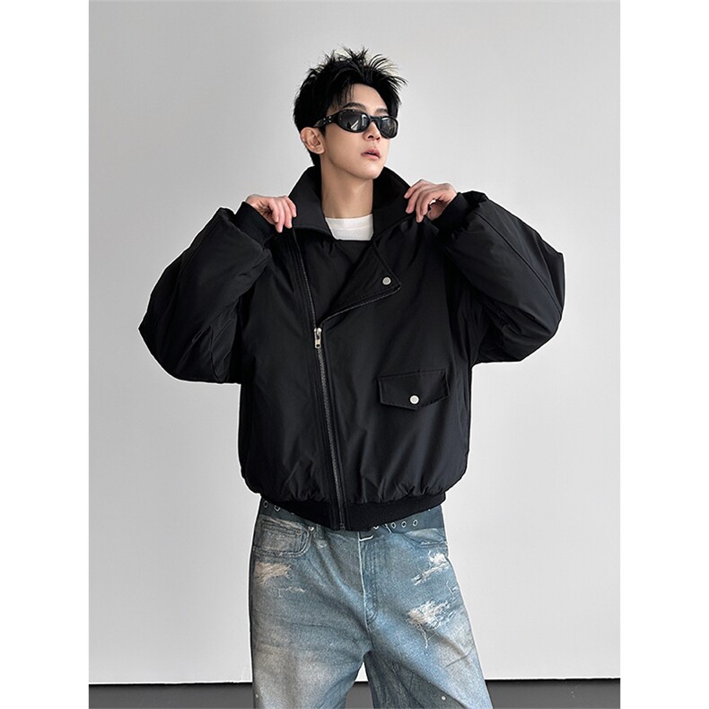 老钱风内里机绗棉斜门襟拉链棉衣男冬季加厚保暖短款棉服MY94P138,男装棉衣,星座512-1（原513-3）