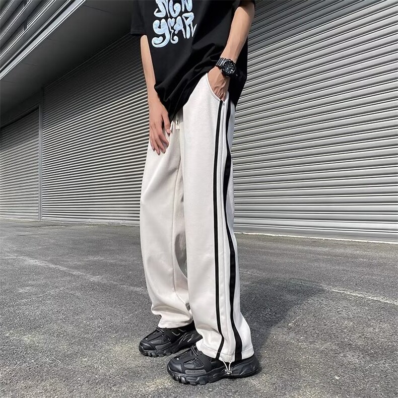 春季新款男士宽松阔腿裤潮流街头百搭直筒裤抽绳运动长裤CK25 P38图片