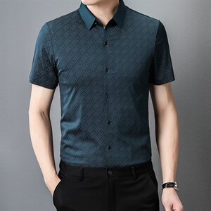 2023年夏季新款男士短袖衬衫男装衬衣夏装商务休闲外套上衣服图片