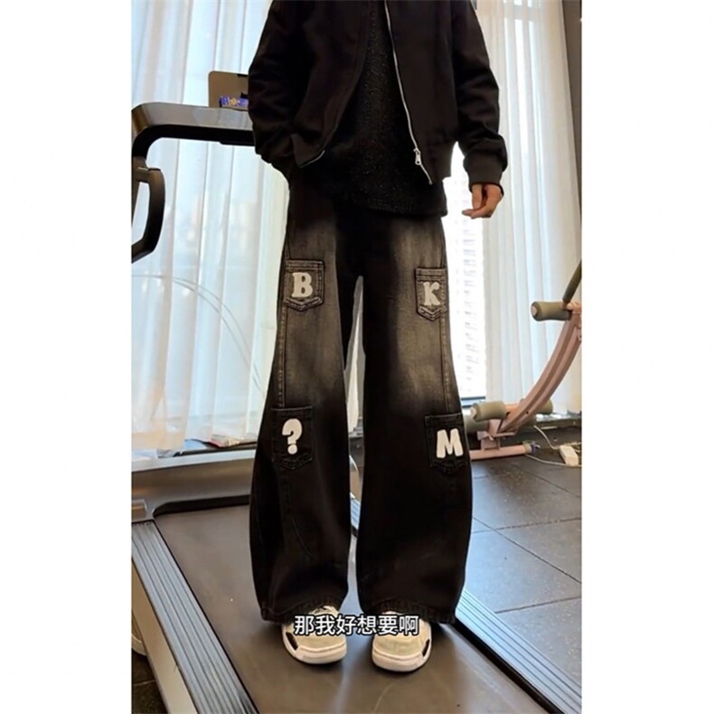 多口袋工装弯刀牛仔裤宽松直筒长裤A141-P45,男装牛仔裤,电商D312