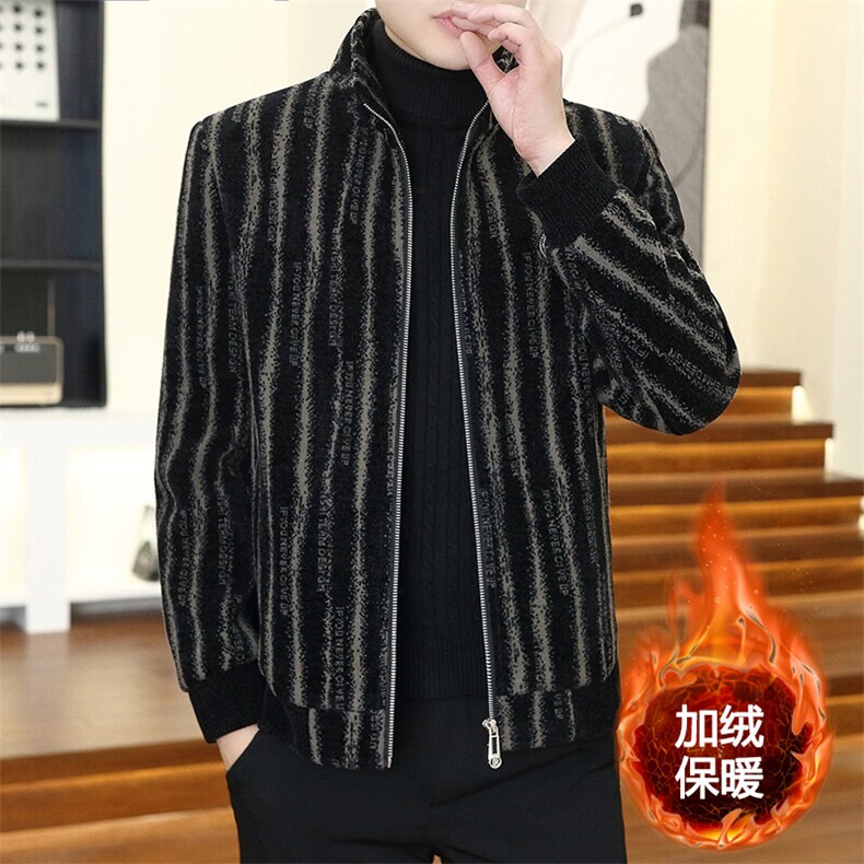 抖音金貂绒立领毛呢大衣短款夹克外套上衣男D22P145控238图片