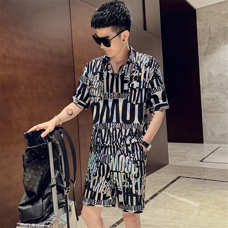 TZ502夏季社会精神小伙短袖短裤套装网红同款潮流男，男装套装，星座102A（原电商D309-1）