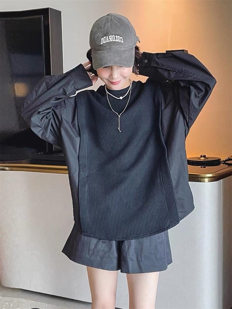 毛线拼接衬衣，其它，依多坊