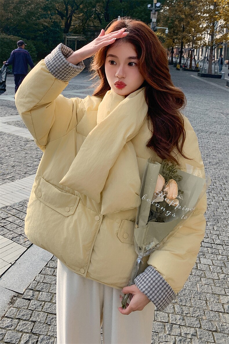 数据好有货黄色羽绒服配围巾1247P275K408,女装羽绒服,2C176
