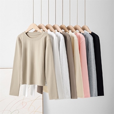 秋季女款长袖220g氨纶纱（莱卡棉）正肩长袖#SHJ-1013T，男装卫衣，电商A110