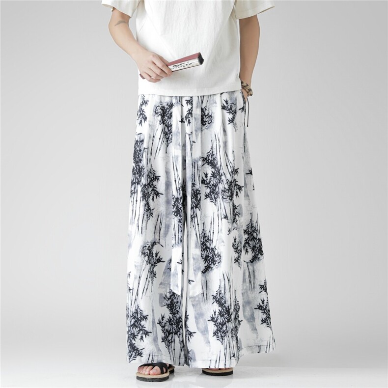 2025新款风冰丝阔腿裤风汉服马面裤电商A057-K386-P55，男装民族服装，电商A057B