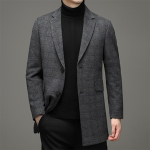 冬季外套中长款棉服男士西装领棉衣商务休闲中年加厚保暖外套男装图片