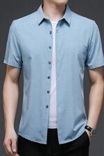 男装无痕短袖2023夏季新款男士衬衫夏装开衫潮流时尚衬衣商务休闲，男装衬衫，电商B212（原钱塘6029）