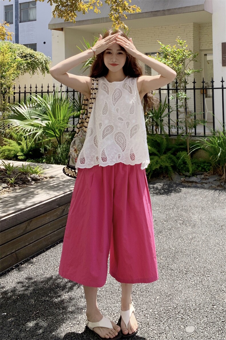 高级感时尚套装女2025年夏季新款镂空无袖背心上衣半身裙两件套,女装套装/套裙,2C159