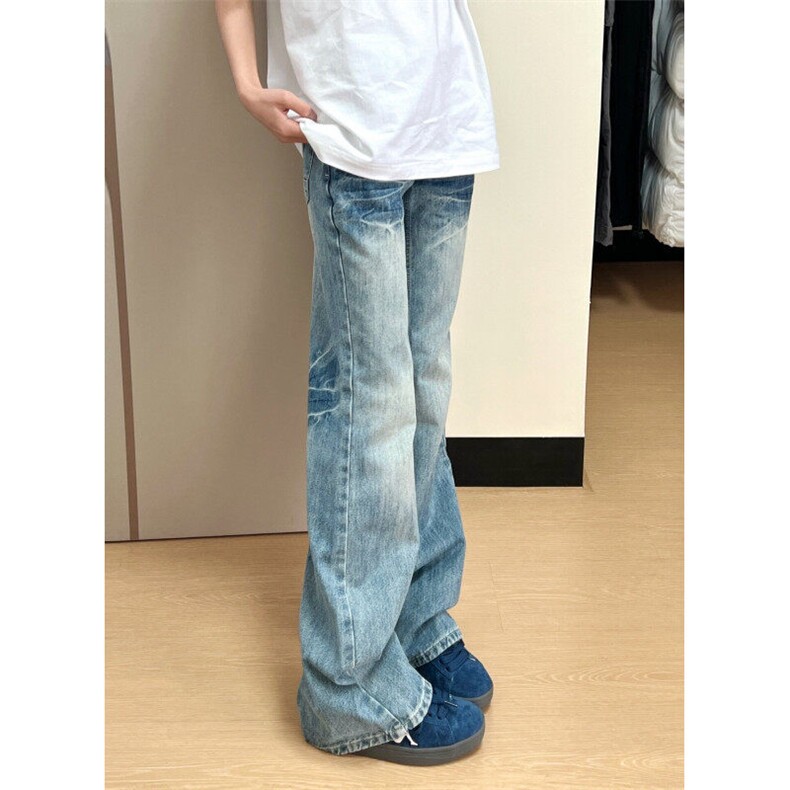 【有货】NZ455HH-特P42 冰蓝闪电纹水洗牛仔裤男女直筒裤子图片