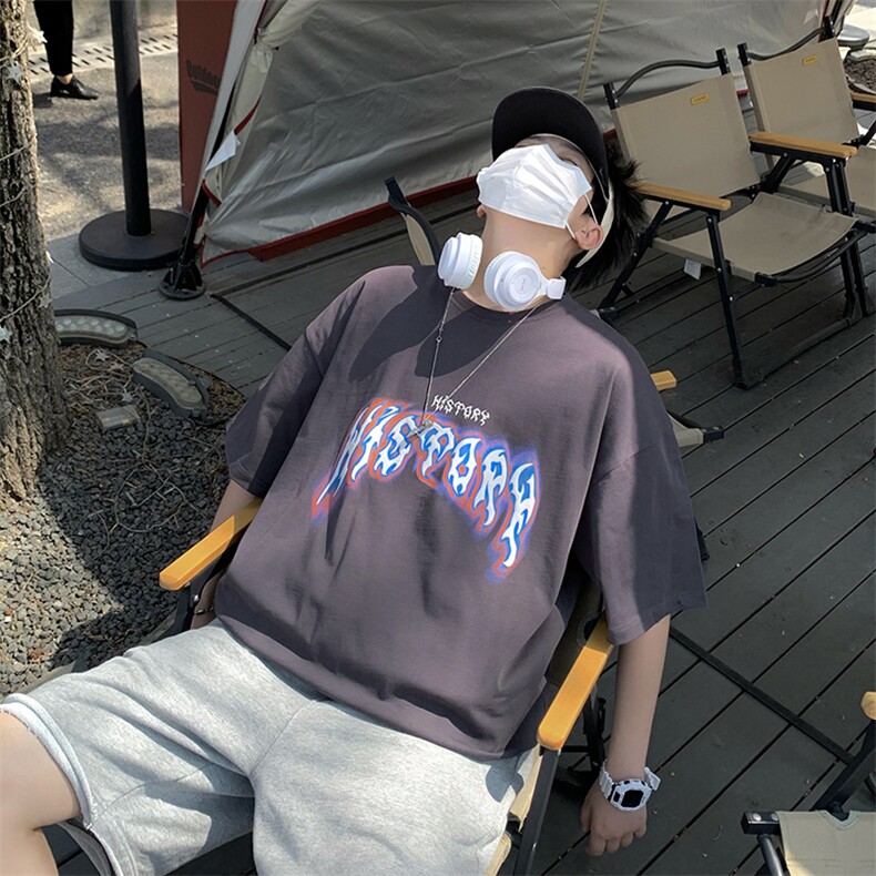 B266-6606-P35控4823夏季新款宽松休闲美式印花短袖T恤，男装T恤，星座B257-1