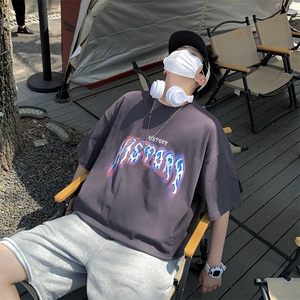 B266-6606-P35 控48 23夏季新款 宽松休闲美式印花短袖T恤,男装T恤,星座B257-1