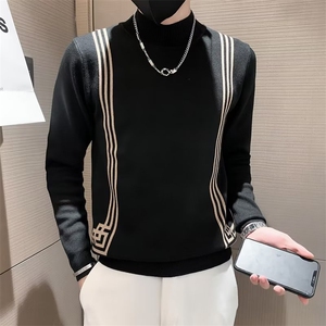 秋冬新款韩版青年男士长袖圆领修身时尚休闲男针织毛衣打底衫S523图片