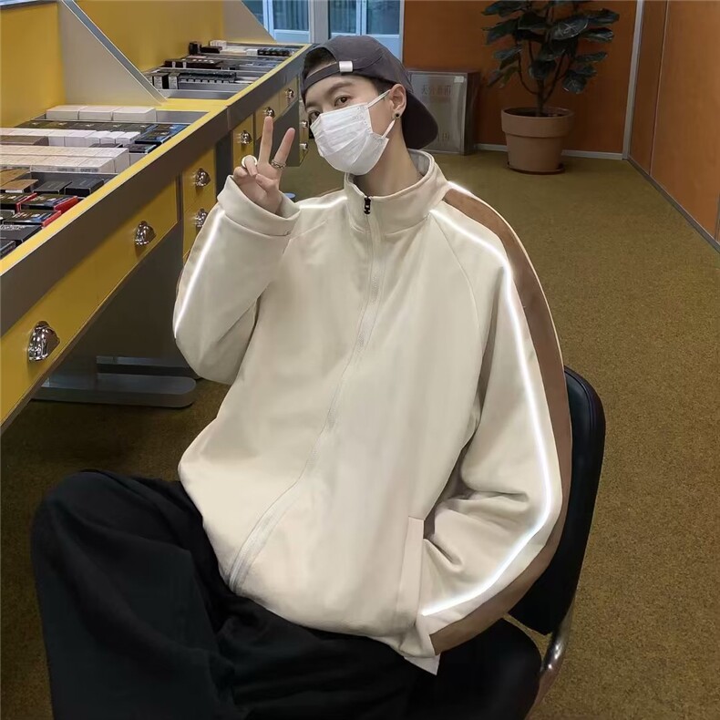 麂皮绒翻领外套男秋冬季2024新款潮牌夹克痞帅装棒球服W5076-P63,男装夹克,星座412-2