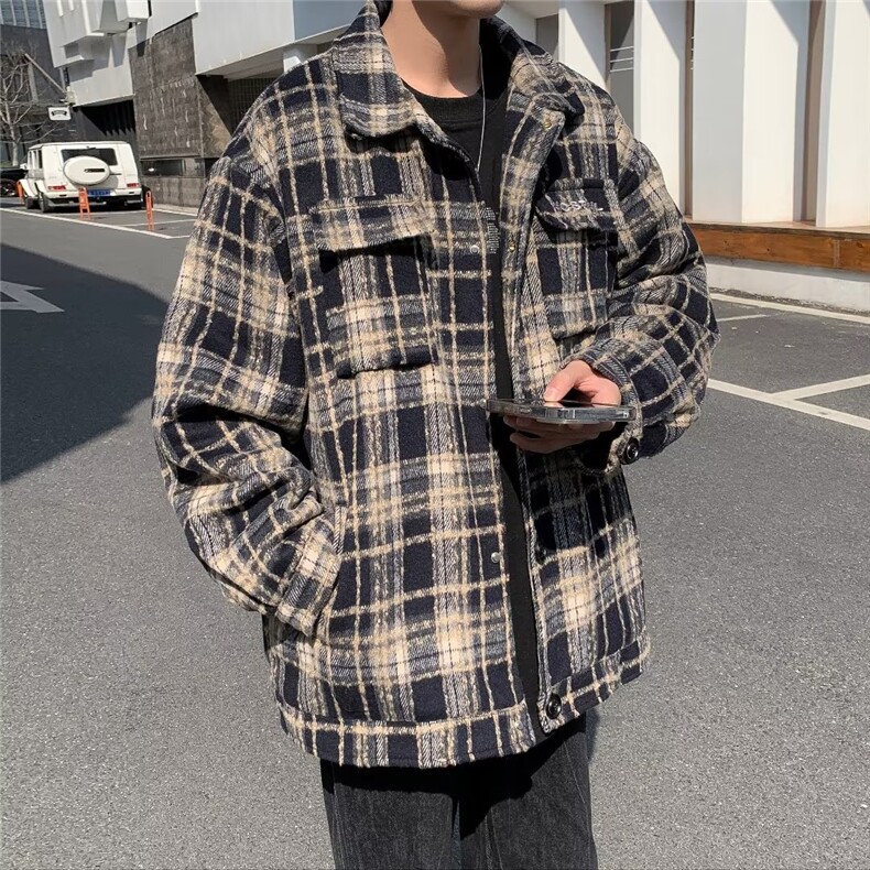 青春流行男春季文艺潮毛呢格子刺绣外套W9226P58,男装夹克,星座1116-2