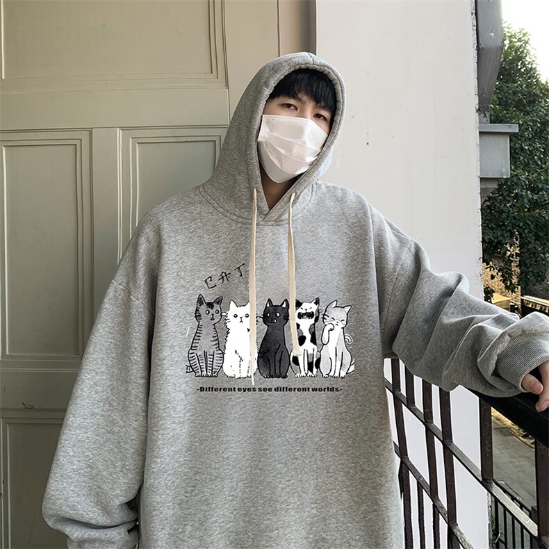 纯棉连帽卫衣男大码运动帽衫宽松薄WY2100-P35加绒款-P40,男装卫衣,电商A040