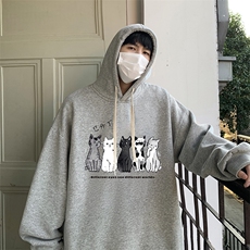 纯棉连帽卫衣男大码运动帽衫宽松薄WY2100-P35加绒款-P40，男装卫衣，电商A040