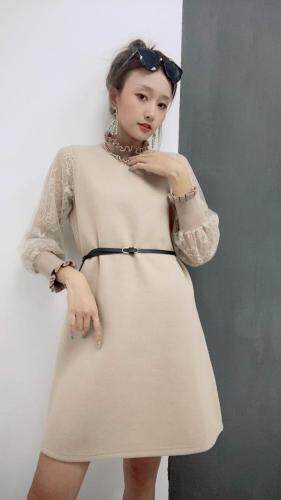 【现货】蕾丝袖针织连衣裙，女装连衣裙，艾丹迪蔓