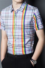 衬衫短袖2023夏季新款男士商务休闲条纹无痕免烫衬衣休闲短袖衬衫，男装衬衫，电商B212（原钱塘6029）