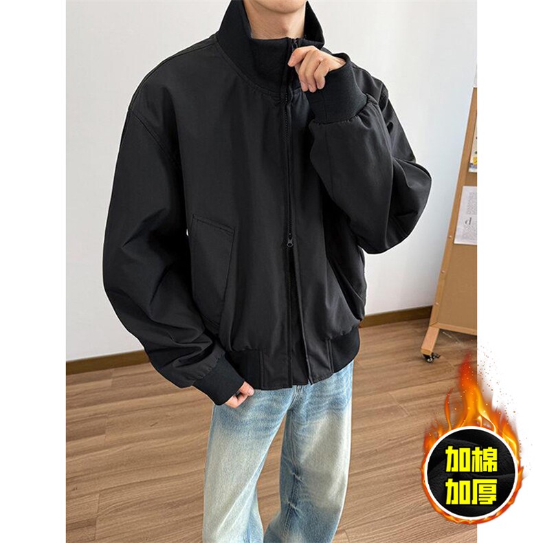 棉衣5W件现货冬季美拉德立领飞行夹克廓形高街棒球服加棉加厚外套，男装夹克，电商A486